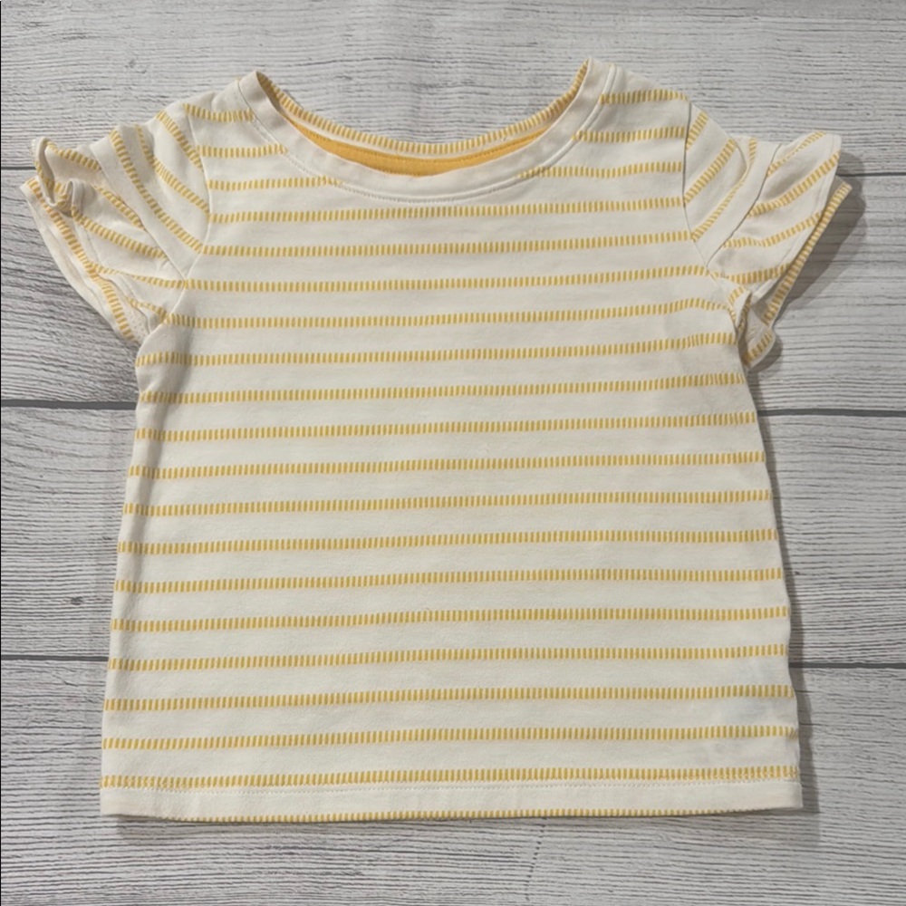 Cat & Jack Toddler Girls Yellow and White Striped Short Sleeve Tee